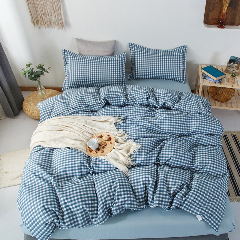 Blue plaid Duvet Cover 220x240 Pillowcase 3Pcs,Bedding Set,200x220 Quilt Cover,Blanket Cover, Bed Sheet, Double Queen King Size