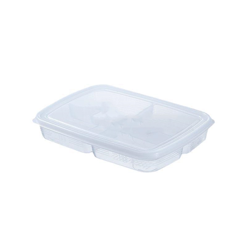 elvesmall 4 Grids Food Fruit Storage Box Portable Compartment Refrigerator Freezer Organizers Sub-Packed Meat Onion Ginger Clear Crisper