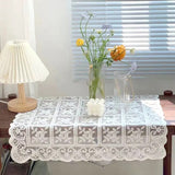 Lace Hollow Out Tablecloth Square Coffee Table Cloth Embroidery Flower Table Cover Hotel Wedding Party Dining Home Decor
