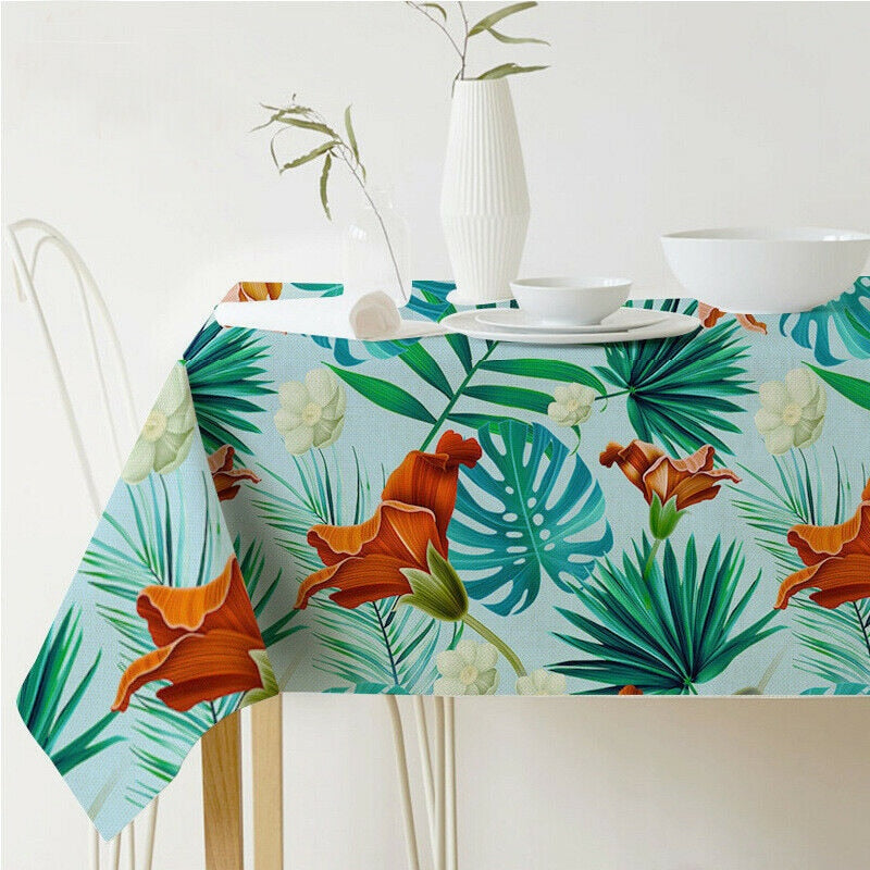 Tropical Plants Printed Waterproof Tablecloth Home Decor Table Cover Plant Pattern Nappe De Table  Rectangular Mantel