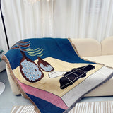 elvesmall 160x130cm Ins Style Throw Blanket for Sofa Bed Vintage Knitted Tassels Tapestry Jacquard Camping Blankets Outdoor Pinnic Mat