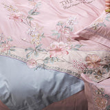 100% Cotton Floral Embroidery Bedding Set Luxury 4pcs Pink Princess Duvet Cover Bed Sheet Linen Pillowcases Home Textile