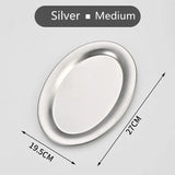 elvesmall Creative Oval Breakfast Coffee Table Pastries Desserts Plate Stainless Steel Appetizer Salad Fruits Serving Tray for Birthday