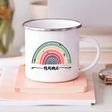 elvesmall Mug Rainbow Rustic Birthday Christmas Gifts Personalized Enamel Mug for Kid Women Friend Camper Custom Cups Rainbow Mug