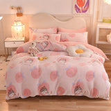 Elvesmall Winter Duvet Cover Thick Fleece Warm Flannel Coral Double Sided Velvet Bedding Single Double Queen King Size Quilt Cover