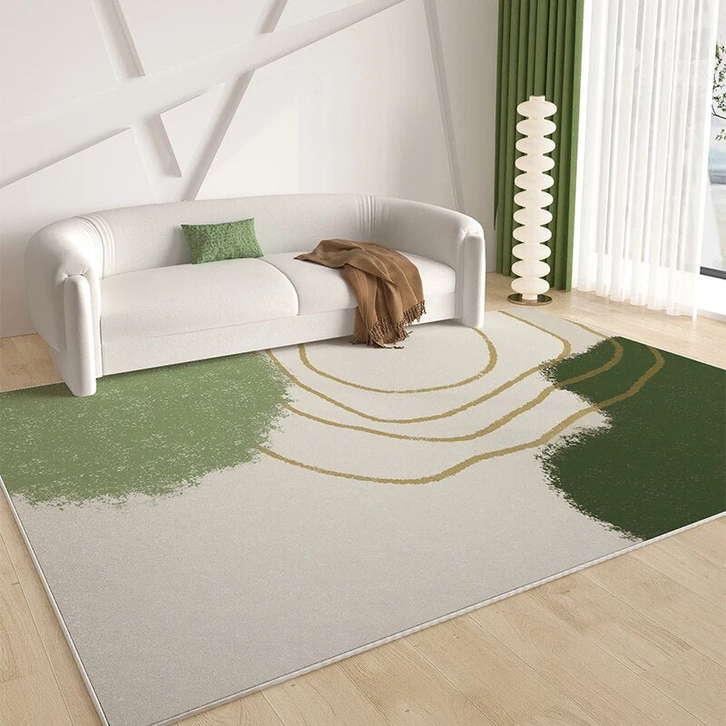 elvesmall Green French Style Carpets for Living Room Decoration Rugs for Bedroom Decor Carpet Non-slip Area Rug Home Short Pile Floor Mats