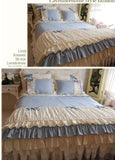 Elvesmall back to school High end Luxury Bedding set Cotton Blue Plaid Cake Layers Lace Ruffle Bowknot Duvet cover Bed skirt Linens Pillowcases