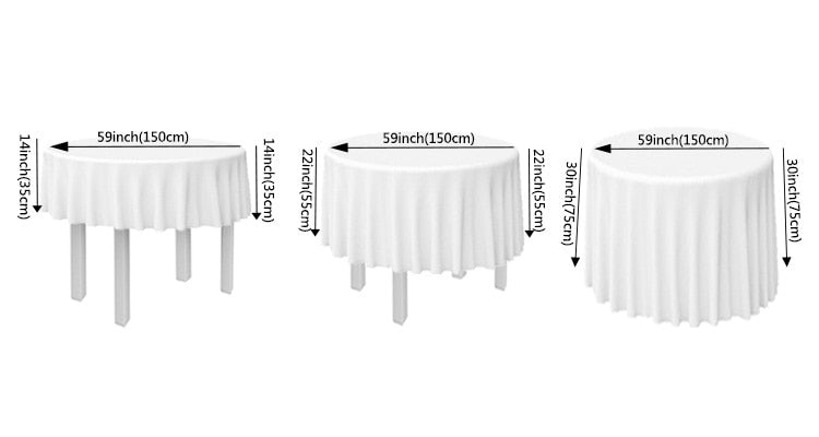 Round Tablecloths 1pcs White No Stitching Fabric Elegant Solid Table Cloth for Christmas Birthday Wedding Party Hotel Decoration