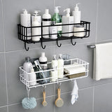 elvesmall Japanese-style wrought iron bathroom shelf wall-mounted shower gel storage rack toilet free punch toiletry stand