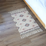 elvesmall Retro Bohemia Hand Woven Cotton Linen Carpet Tassel Rug Floor Mat Tapestry Decorative Blanket Home Decor