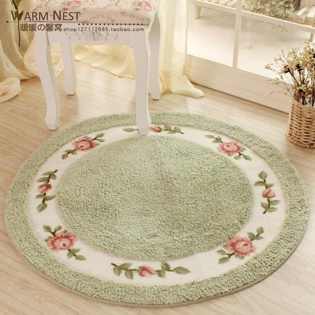 elvesmall Flower Doormat Soft Plush Round Rotating new Chair Floor Mat Modern Bathroom Carpet Children Play Rugs