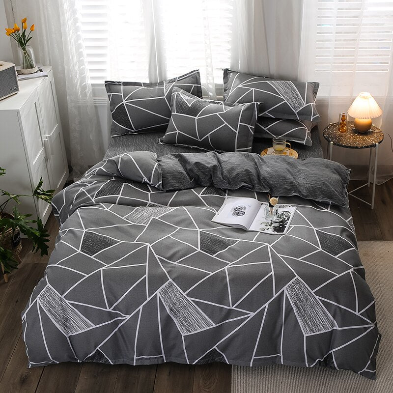 Elvesmall back to school Nordic Style  Bedding Set, Duvet Cover Pillowcase 3pcs200x200,220x240 Quilt Cover, Geometric Patterns  King Size Bed Sets