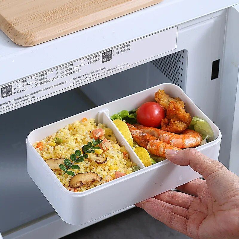 elvesmall 40oz Wooden Bento Box Microwave Lunch Box Food Storage Container Children Kids School Office Portable Dinnerware Set