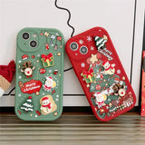 elvesmall Ottwn 3D Cartoon Elk Santa Claus Tree Christmas Phone Case For iPhone 13 11 12 Pro Max 13 14 Plus X XR XS 7 8 Plus SE Cover