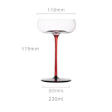 elvesmall 2/1Pcs 220ml Crystal Red Black Cocktail Glass Champagne Goblet Creative Personality Martini Wine Glasses Wedding Cup Party Gifts