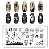 elvesmall Halloween Nail Stamping Plate Pumpkin Flower Animal Skull Printing Stencils Halloween Nail Stamp Templates DIY Nail Art Tools