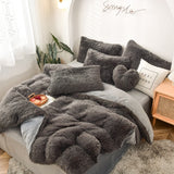 elvesmall Bedding Set Luxury Winter Warm Thicken Mink Fleece Duvet Cover Bed Sheet and Pillowcases Quilt Cover Queen King Size 150x200cm
