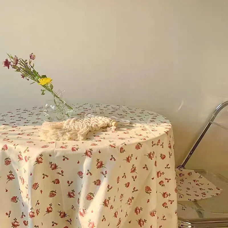 Ins Table Cloth Floral Printed Decoration Tablecloth  Rose Lavender Pattern Table Cover Bedroom Desk Tablecloth Korea Home Decor