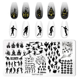 elvesmall Halloween Nail Stamping Plate Pumpkin Flower Animal Skull Printing Stencils Halloween Nail Stamp Templates DIY Nail Art Tools