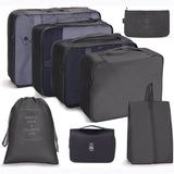 elvesmall 7/8/9 Piece Set Travel Storage Bags Home Foldable Toiletries Organizer For Clothes Shoe Luggage Packing Cube Suitcase Tidy Pouch