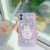 elvesmall Glitter Dynamic Liquid Phone Case Fashion New Year Gift for IPhone 13 12 11 Pro 7 8 Plus X XR XS MAX Candy Cat Quicksand Cover