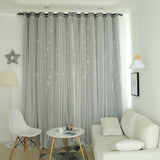 elvesmall Double Layer Stars Blackout Curtains Pink Tull For Kids Room Sheer Curtains for Living Room Girl's Bedroom Window Treatments