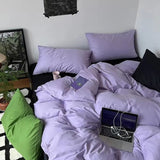 elvesmall Nordic Princess Purple Bedding Set Girls Boys Single Double Size Flat Sheet Duvet Cover Pillowcase Bed Linens Home Textile