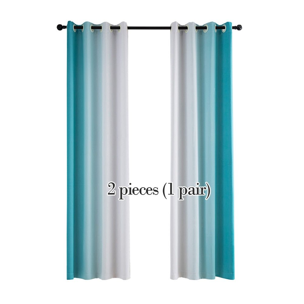 elvesmall 2 Pcs Gradient Color Balckout Curtains for Bedroom Living Room Kitchen Modern Curtains Treatment Blinds Custom Made