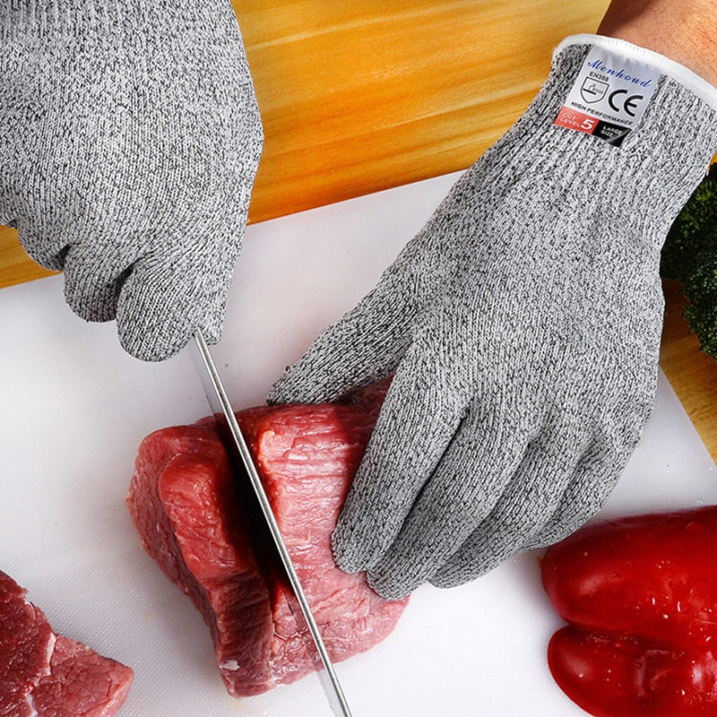elvesmall Grade 5 HPPE Anti-Cut Gloves Kitchen Gardening Anti-Cut Knitted Gloves Anti-Thorn Wear-Resistant Glass Building Cutting Gloves
