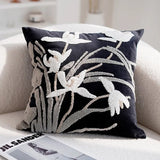 elvesmall Vintage Embroidered Pillow Cover Luxury Velvet Beige Black 45x45cm Floral Home Decoration Cushion Cover Living Room Bedroom