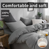 elvesmall 100% Cotton Bedding Set,Twin Size Duvet Cover 200x200,Skin Friendly Breathable,2 Pillowcase,No Bed Sheet,Solid Color