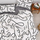 Elvesmall back to school Abstract Style Bedding set，220x240 Duvet Cover With Pillowcase, 210x210 Quilt Covers ,Black and White Blanket Cover,king Bed Set