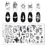 elvesmall Halloween Nail Stamping Plate Pumpkin Flower Animal Skull Printing Stencils Halloween Nail Stamp Templates DIY Nail Art Tools