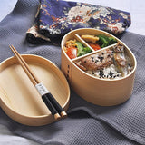 elvesmall Retro Portable Wooden Bento Box Outdoor Lunch Multi-layer Insulation Wooden Lunch Box Sushi Adult Children Picnic Tableware Box