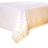 PEVA Tablecloths for Rectangle Tables Disposable Table Cloths Covers Gold Dot Confetti Parties Wedding Bridal Shower 54" x 108"