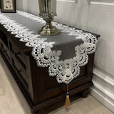 Oval Table Runner embroidered Tea Table Europe TV Cabinet Tablecloth Lace Pendant tassel Dresser Table flag Shoe Dust Cover