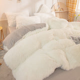 elvesmall Winter Warm Blue Bedding Set Soft Plush Kawaii Mink Velvet Queen Duvet Cover Set Sheets Pillowcase Single Double Bedding Sets