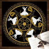 Waterproof Mandala Mechanical Heart Tarot Tablecloth Altar Cloth Pagan Mystic Astrology Oracle Table Mat Room Home Decor 85x85