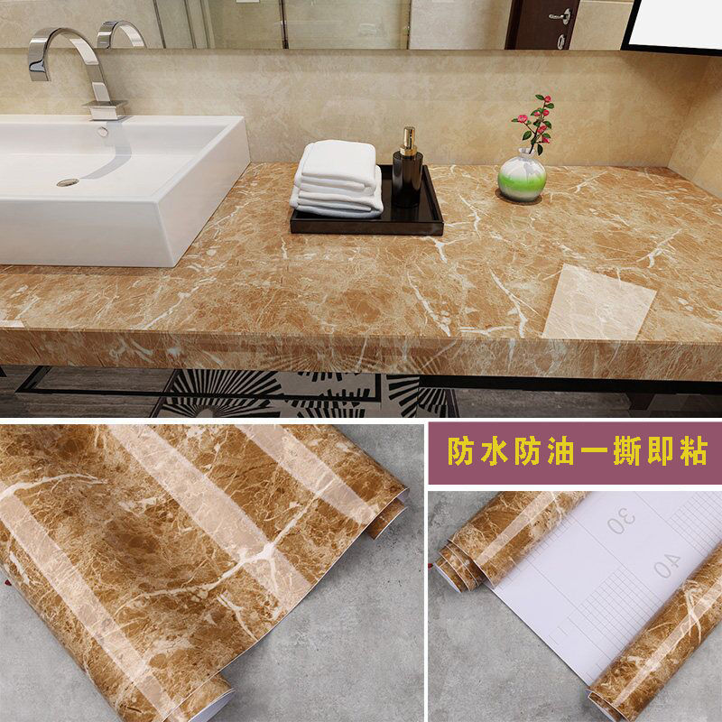 elvesmall Marble Vinyl Self Adhesive Wallpaper PVC Waterproof Wall Stickers for Bathroom Kitchen Furniture Contact Paper Home Decor