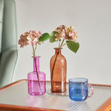 elvesmall 1pc Modern Decorative Bud Vase Flower Vases Nordic Vase Office Bedroom Bottle Vase Candlestick Holder Glass Vase for Home Decor