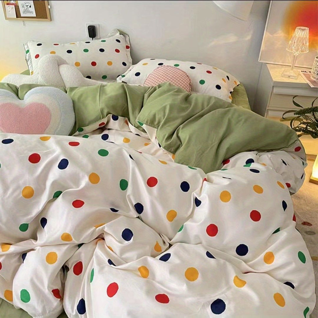 Elvesmall Ins Style Bedding Set Fashion Solid Color Washable Duvet Cover Pillowcases Sheet for Student Dormitory Soft Home Textile