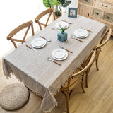 Three-dimensional Jacquard Checkered Tablecloth,Cotton Linen Tassels Dust-Proof Table Cover,For Dinning Party Wedding Decor