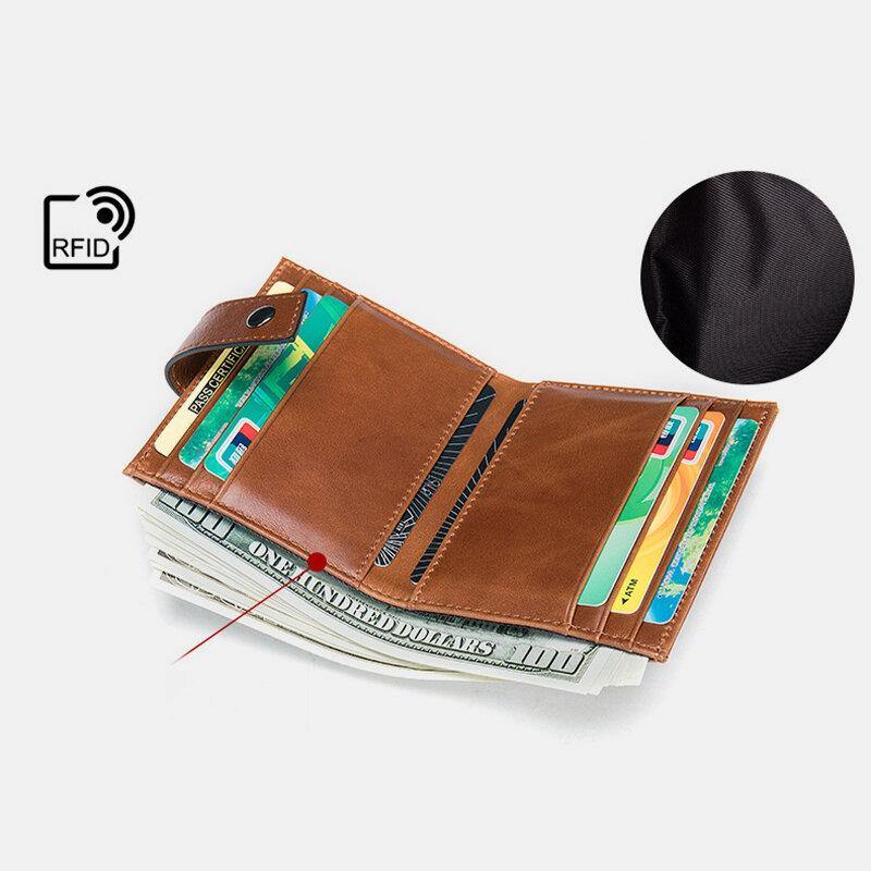 elvesmall Men Genuine Leather RFID Blocking Anti-theft Multi-slot Card Case Card Holder Wallet