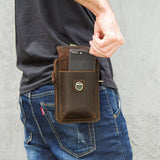 elvesmall Men Genuine Leather Retro Casual Outdoor Multi-carry Phone Bag Crossbody Bag Waist Bag For 5.8 Inch Phone