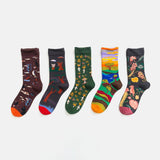 elvesmall Unisex Literature And Art Colorful Patchwork Color Animal Pattern Tube Socks