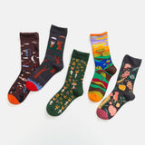 elvesmall Unisex Literature And Art Colorful Patchwork Color Animal Pattern Tube Socks