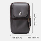 elvesmall Men Genuine Leather Multifunctional Vintage 6.3 Inch Phone Bag Card Case Cowhide Waist Bag