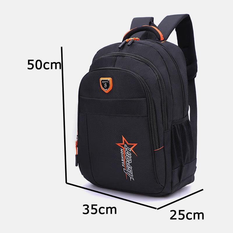 elvesmall Unisex Nylon Multi-Layers Large Capacity Solid Color School Bag Travel Backpack