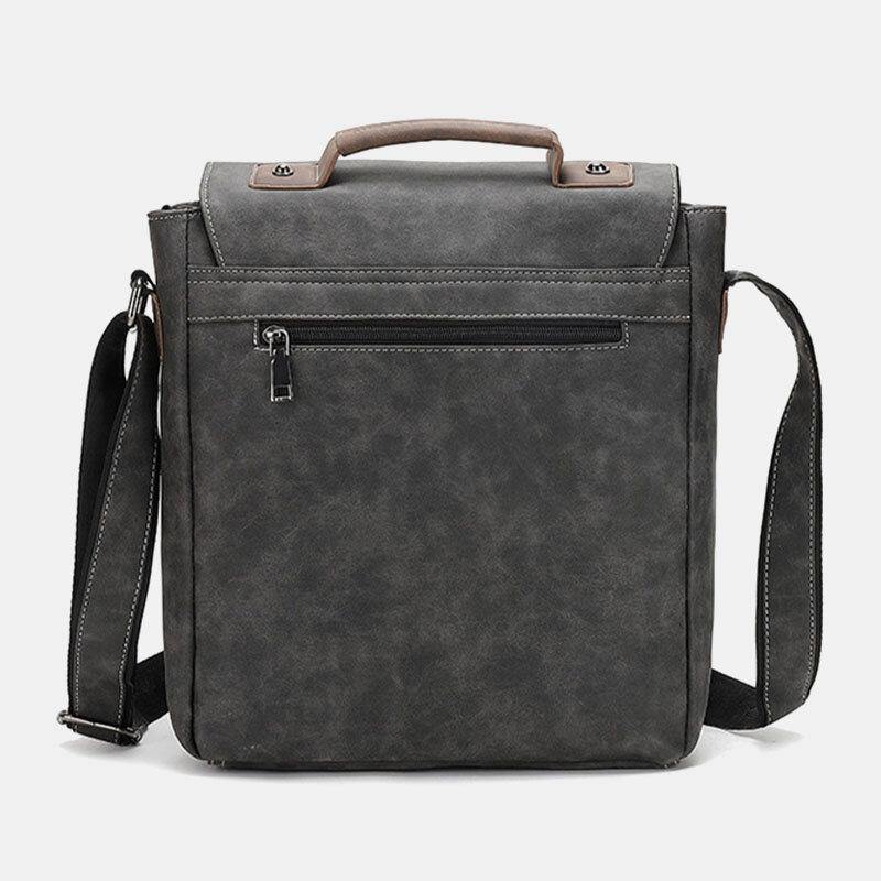 elvesmall Men PU Leather Large Capacity Vintage Casual Waterproof Breathable Crossbody Bags Shoulder Bags Handbag