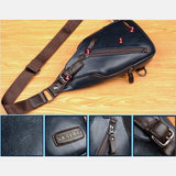 elvesmall Men Faux Leather Retro Business Travel Chest Bag Crossbody Bag